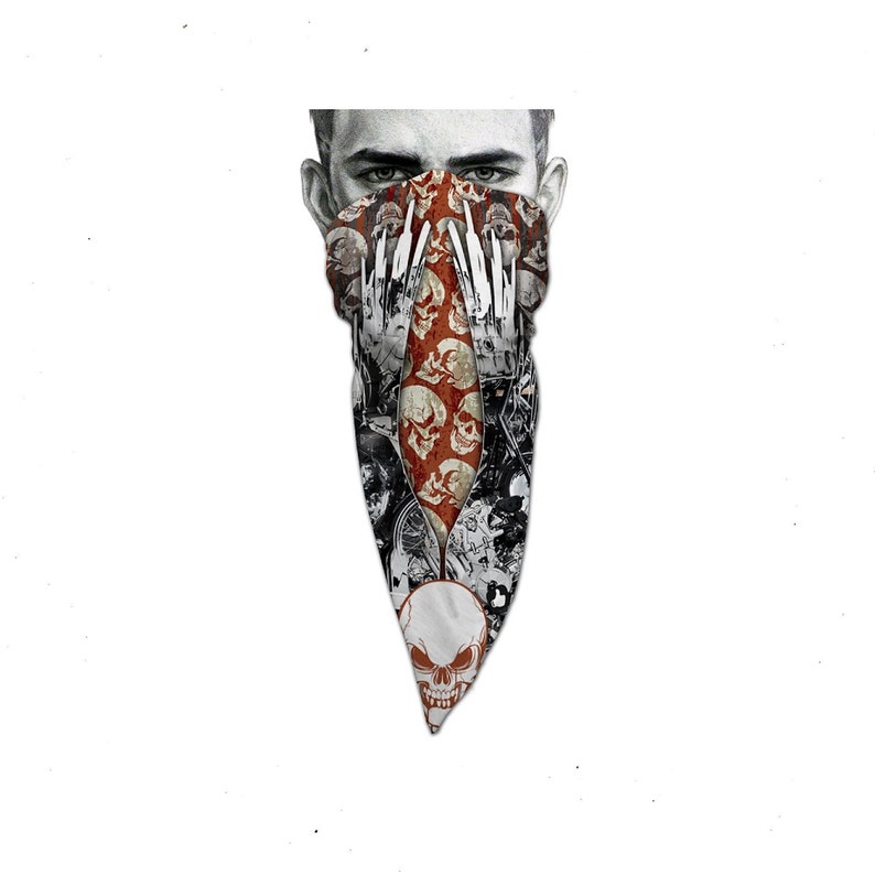 Unique Neck Gaiter - Triangle Face Mask - Biker Wings - Skull Fa Unique Neck Gaiter - Triangle Face Mask - Biker Wings - Skull Fa