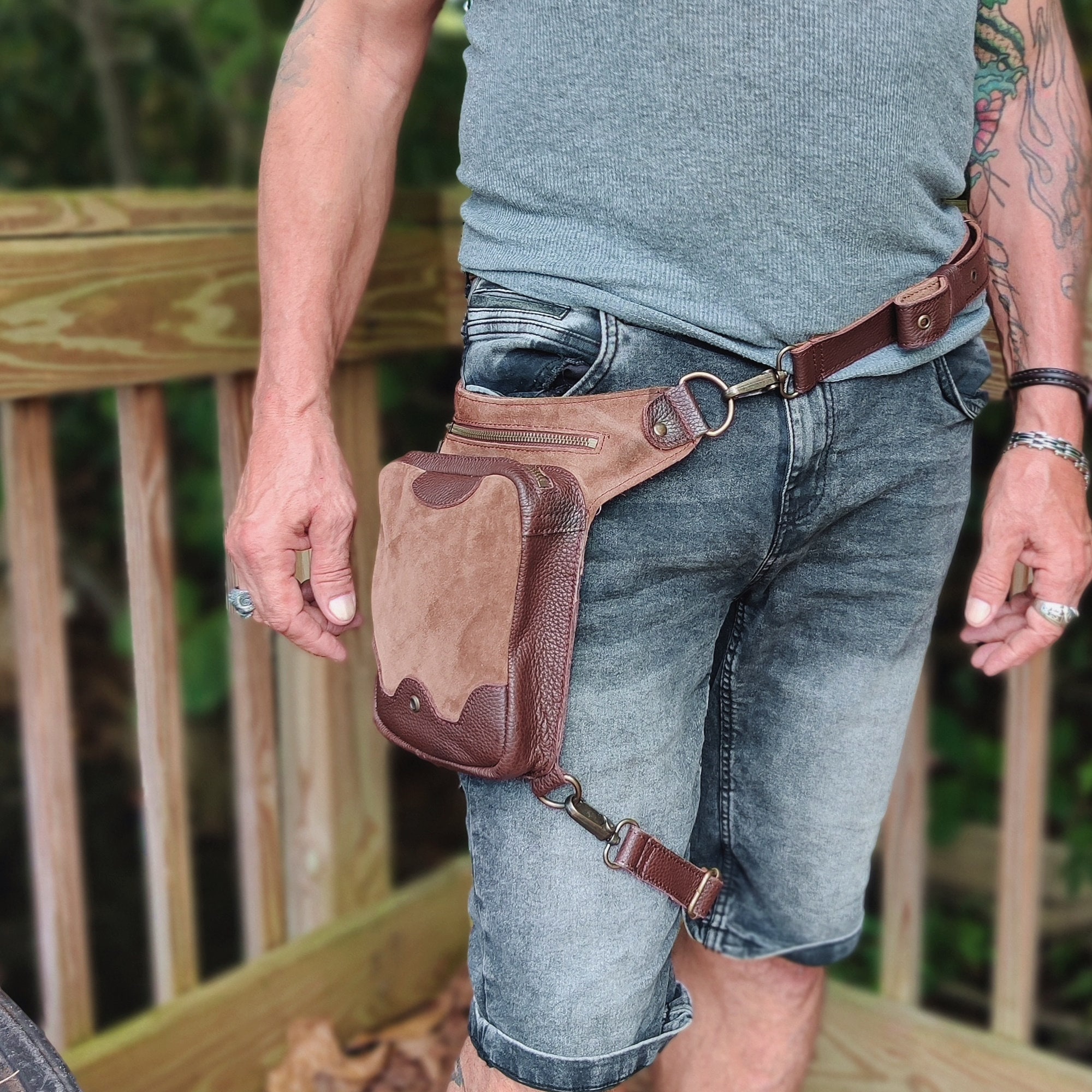 Leather utility belt,hip bag, Leather leg holster, steampunk leg bag, –  AdrianFodeaLeather