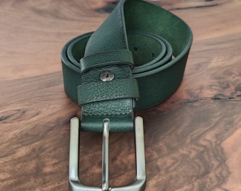 Quality 1.6 inches Width Emerald Green Color Genuine Vegetal Leather Sport Belt for Everyday Use-Gift Ideas