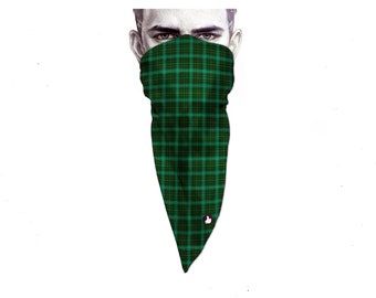 Unique Neck Gaiter - Triangle Face Mask - Scotch Green - Green Face Mask - Protective Face Cover - Biker Bandana - Design Scarf