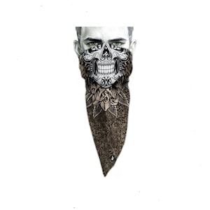 Polaina de pescoço exclusiva – Máscara facial triangular – Caveira floral – Máscara facial de caveira – Capa protetora para rosto – Bandana de motociclista – Lenço com design de presente