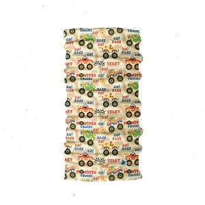 Kids Neck Gaiter - Face Mask - Monster Trucks Kids Bandana - Gray Bandana - Neck Gaiter - Headscarves - Mask For Kids