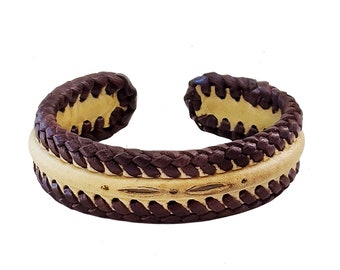 Boho Handcraft Trenzado genuino cuero vegetal marrón pulsera-Unisex regalo de moda cuero joyería-puño