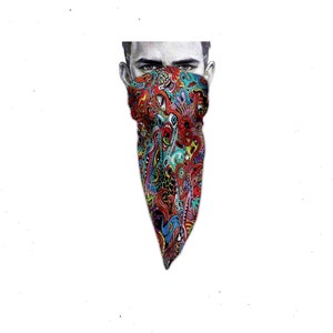 Unique Neck Gaiter - Triangle Face Mask - Zen - Colorful Face Mask - Protective Face Cover - Biker Bandana - Design Scarf