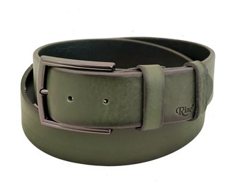 Quality 1.6 inches Width Green Genuine Vegetal Leather Sport Belt for Everyday Use-Gift Ideas