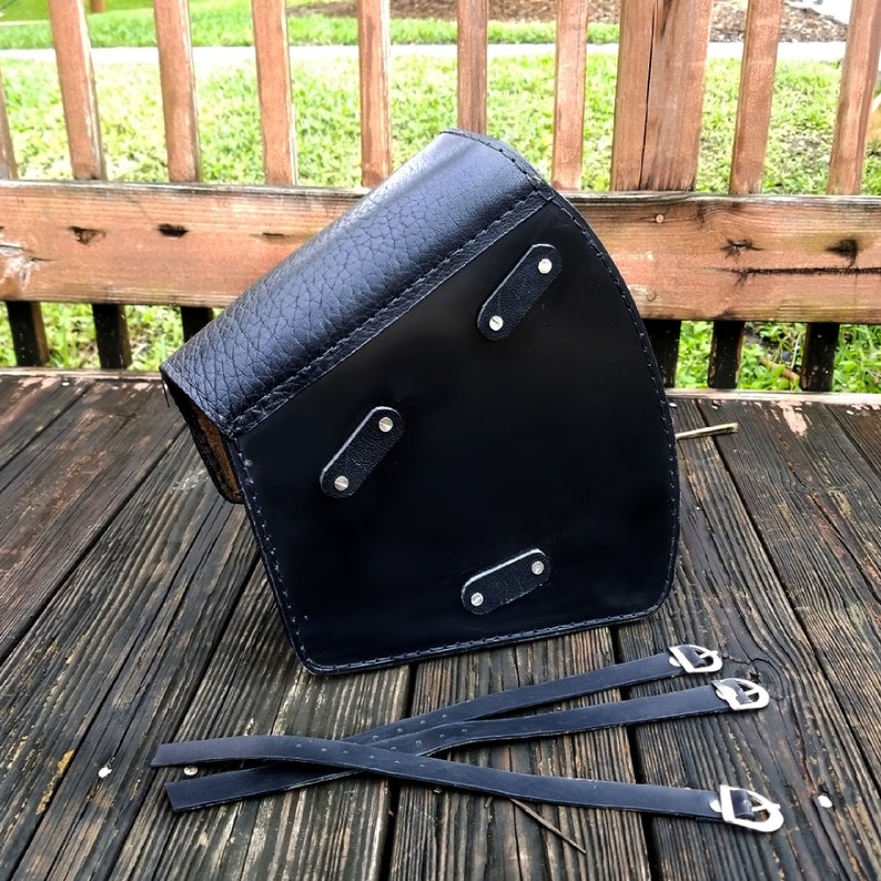 Harley Davidson Swingarm Bag Handcrafted Antique Black Leather Motorcycle Right Side Saddle Bag