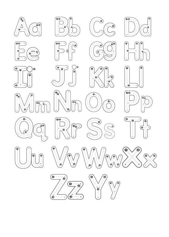 Traceable Letters and Numbers Etsy