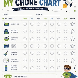 Space Theme Kids Reward Bundle: Chore Chart, Behavior Tracker (Digital Download)