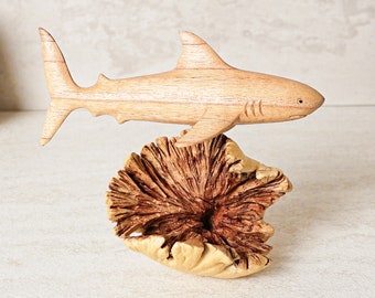 Wooden Shark Figurine, Custom Statue, Unique Sculpture, Fish, Handmade, Housewarming, House Decor, Table Decor, Birthday Gift, Gift for Mom