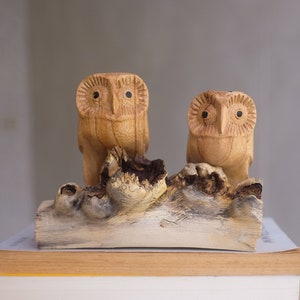 Little Owl Decoration, Love Art, Tree, Couple, Personalized Statue, Carved Sculpture, Wood Carving, Home Decor, Sister Gift, Wedding Gift