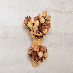 Mushrooms Wall Decor, Hanging Statue, Wall Art, Figurine, Wood Carving, Sculpture, Office Decoration, Room Decor, Gift for Girlfriend