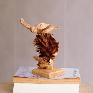Wooden Sea Turtle Sculpture, Wood Carving, Ocean, Personalized Figurine, Office Desk Decor, Turtle Lover, Desk Decor, Christmas Gift