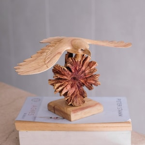 Wooden Flying Eagle Statue, Handmade Art, Wood Carving, Unique Sculpture, Bird Figurine, Wild Animal, Unique Decor, Husband Gifts, Christmas