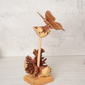 Wooden Butterfly Figurine, Personalized, Sculpture, Hand Craft, Flower, Summer, Wood Carving, Indoor Statue, Birthday Gift for Him