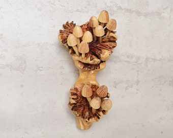 Mushrooms Wall Decor, Hanging Statue, Wall Art, Figurine, Wood Carving, Art, Sculpture, Office Decoration, Room Decor, Appreciated Gift
