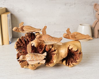 Ornament - Sea Turtle and Coral Raw Wood Ornament - Sea Turtle and Coral Raw Wood