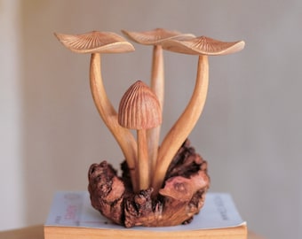 Forest Mushroom, Beauty of Forest Floor, Hand Carved Parasite Wood, Sculpture, Home Decor, Personalized, Apartment decor, Gift for Dad, Art