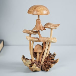 Wooden Amanita Mushroom Statue, Fly Agaric Mushroom, Holiday Decor, Mushroom lover, Natural Piece, Exotic Decor, Floral, Gift for Her
