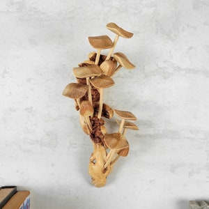 Mushrooms Wall Hanging, Statue, Wall Art, Wood Carving, Sculpture, Handmade Decor, Fungi Wall Decor, Unique, Exotic, Bridesmaid Gifts