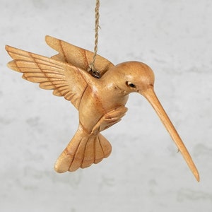 Par de adornos de colibrí de madera, figura colgante, hecha a mano, estatua de colibrí, pájaro, animal, decoración de interiores, el mejor regalo, regalo para mamá