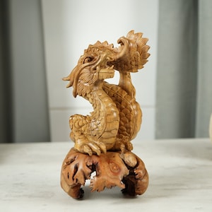Wooden Dragon Statue, Handmade Sculpture, Chinese Dragon, Mystical Animal, Unique, Handmade, Art, Home Decor, Gift for Him, Christmas Gift