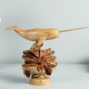 Wooden Narwhal Sculpture, Narwhale, Tusk, Arctic Animal, Art, Personalized Figurine, Beach Decor, Housewarming, Christmas Ornaments