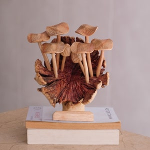 Mushroom Forest, Wooden Figurine, Personalized Gifts, Wood Carving, Handmade Art, Sculpture, Mushroom Lover, Tropical Decor, Gift for Mom