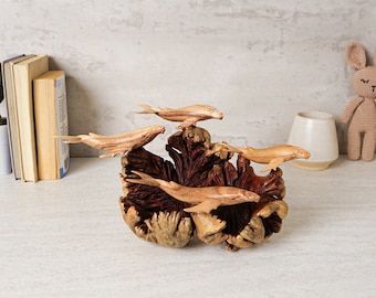 Humpback Whale Sculpture, Family, Sea Life, Exotic Statue, Wooden Figurine, Mammal Wood Carving, Family Gifts, Father, Christmas Ornaments