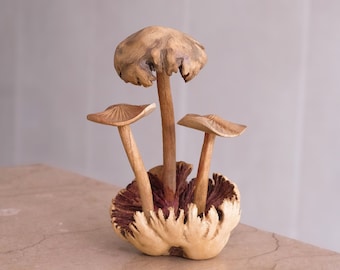 Exotic Mushroom Sculpture, Fungi, Handcraft, Rustic, Wood Carving, Boyfriend Gift, Home Decor, Apartment Decor, Gift for Dad, Cute Gifts
