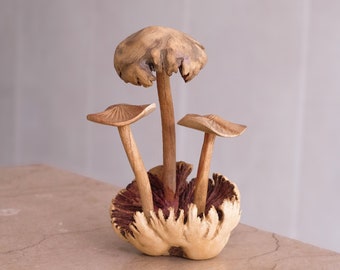 Exotic Mushroom Sculpture, Fungi, Handcraft, Rustic, Wood Carving, Boyfriend Gift, Home Decor, Apartment decor, Gift for Dad, Cute Gifts