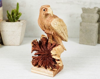 Wooden Eagle Statue, Single, Nature, Wood Carving, Hand Carved Sculpture, Bird Figurine, Wild Animal, Home Decor, Gift Idea, Birthday