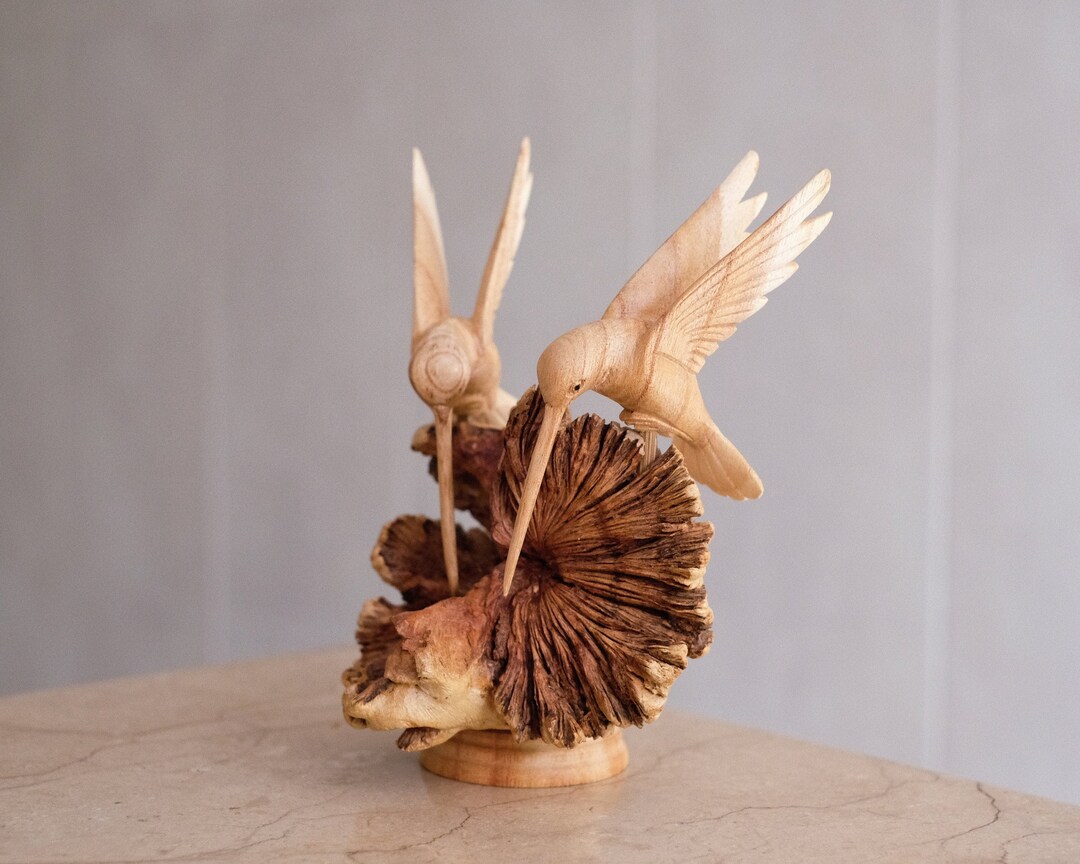 Handcrafted Home Decor Wooden Bird couple