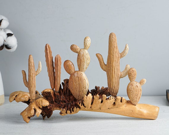 Holzkaktus-Skulptur, 34 cm lang, Sukkulente, botanische Wstenblume,  Wohnzimmerdekoration, Kamindekoration, Valentinstagsgeschenk - Etsy  sterreich