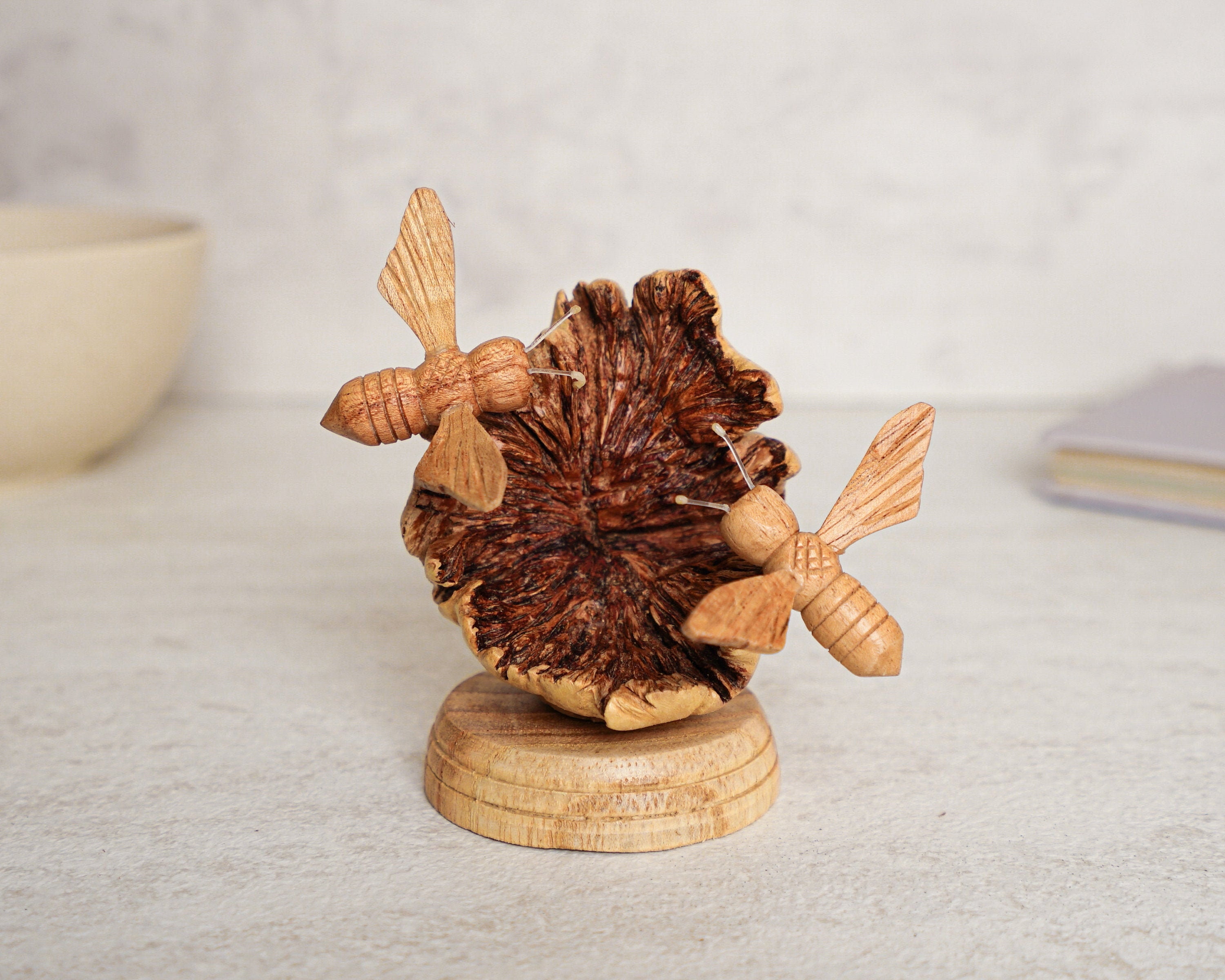 wood carving object 木彫り オブジェ ミッドセンチュリー Ichii ittobori Suzuki sculpture Owl Traditional craft Wooden