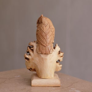 Owl on Tree Wooden Figurine, Sculpture, Decorative, Handmade Bird Statue, Wisdom, Office Decor, Unique Ornament, Tropical, Gift for Parent image 8