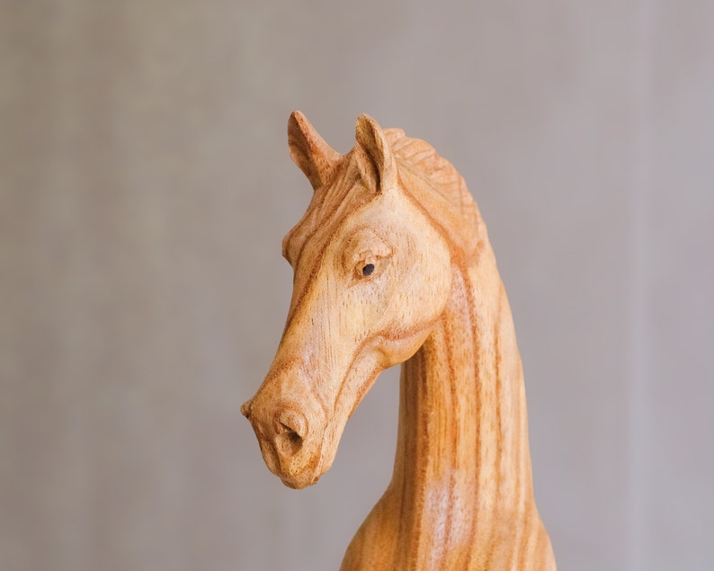 Wooden Horse Head Sculpture Wood Carving Hand Carved Statue Etsy