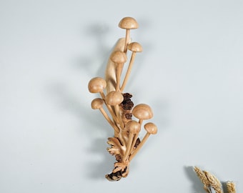 Enoki Mushrooms Wall Art, Statue, Wall Art, Figurine, Wood Carving, Sculpture, Kitchen Decor, Exotic, Wedding Gift, Birthday, Thank You Gift