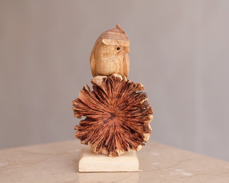 Owl on Tree Wooden Figurine, Sculpture, Decorative, Handmade Bird Statue, Wisdom, Office Decor, Unique Ornament, Tropical, Gift for Parent image 7