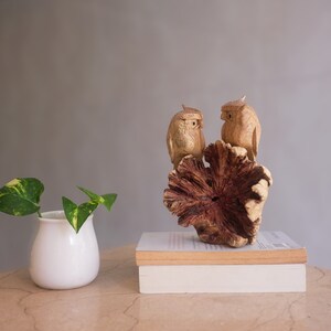 Couple Owl, Wood Carving, Wedding Gift, Wood Carving