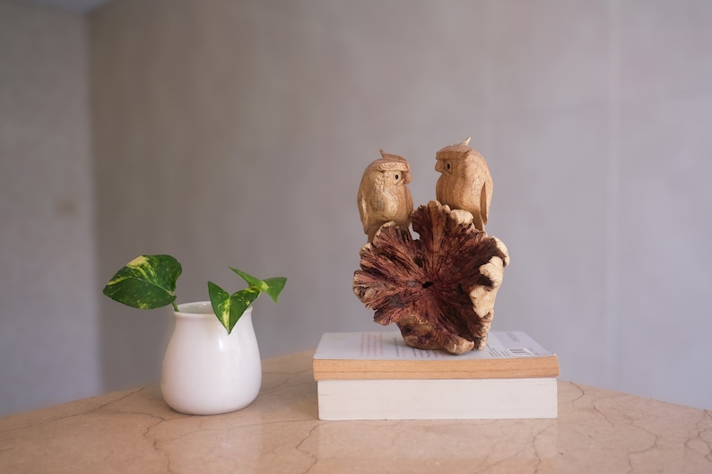 Couple Owl, Wood Carving, Wedding Gift, Wood Carving