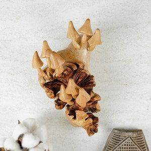 Wooden Mushroom Wall Decor, Sculpture, Forest Art, Fairy, Rustic, Burl Wood, Garden Decor, Personalized, Dining Room Decor, Gift for Him