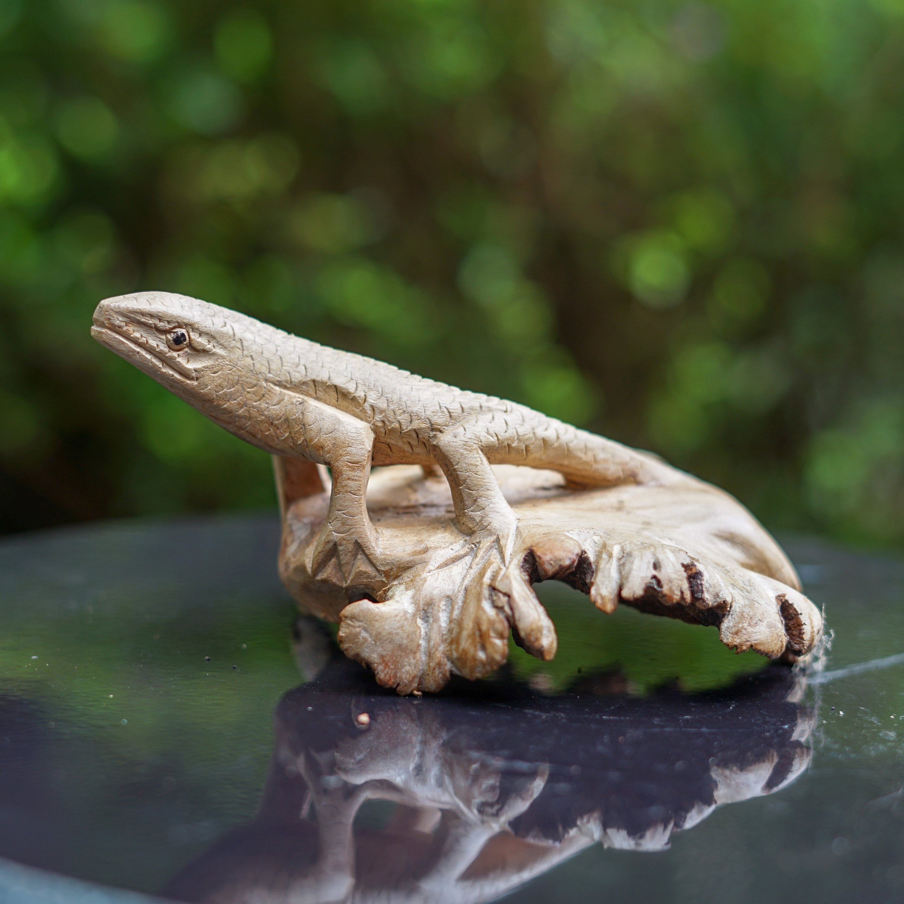 Lizard Reptile lover Hand Carved Parasite Wood Burl Wood Etsy