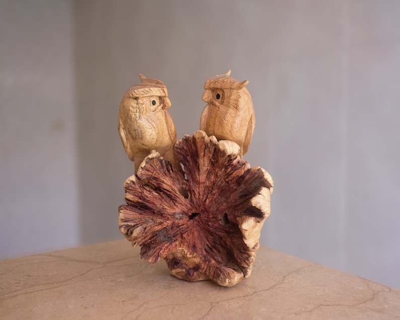 Couple Owl, Wood Carving, Wedding Gift, Wood Carving