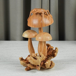 Stag Beetle on Mushroom, Insect, Figurine, Wooden Carving, Animal, Handicraft, Sculpture, Unique House Decor, Birthday Gift, Gift for Her