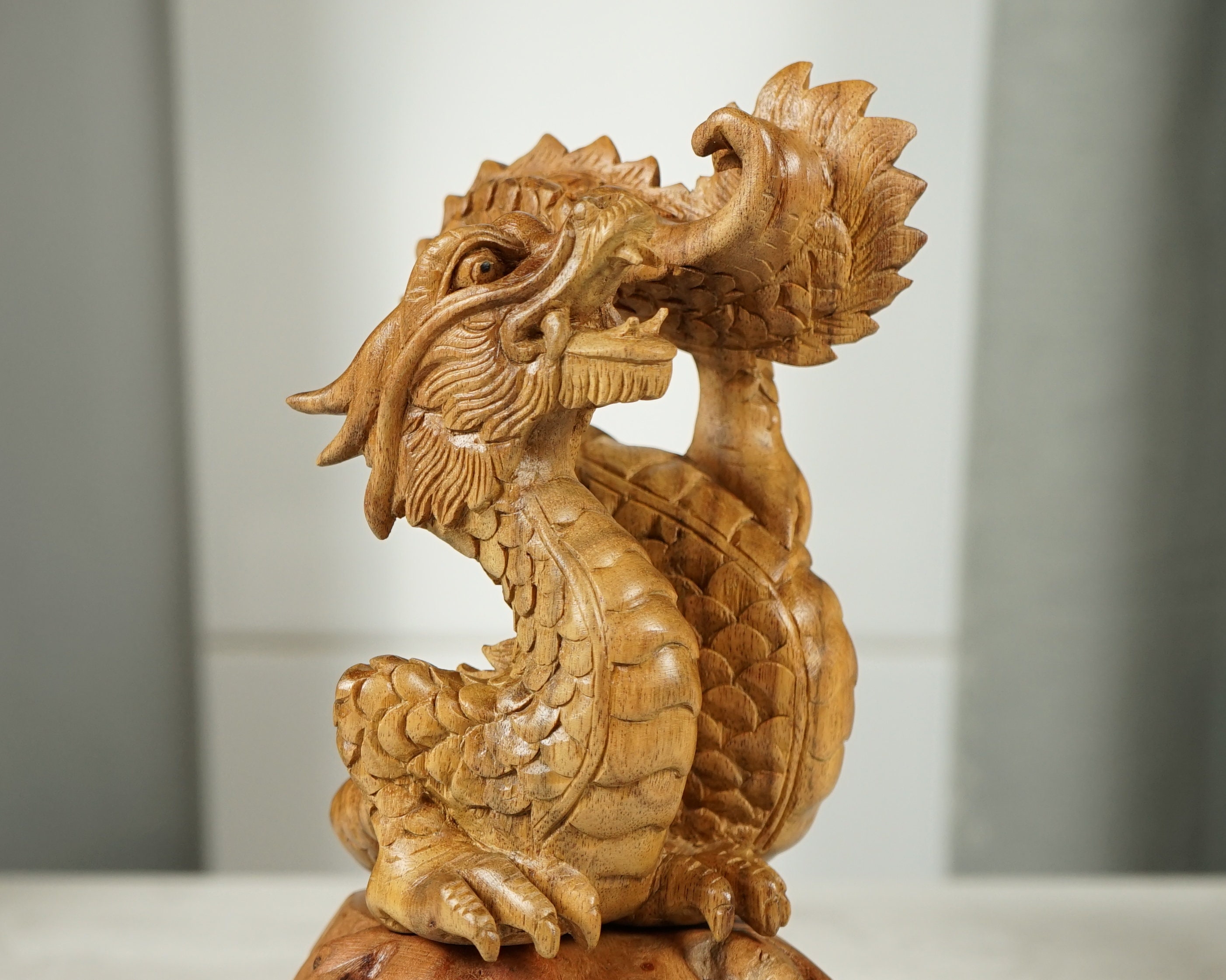 Wooden Dragon Statue, Unique Sculpture, Chinese Dragon, Mystical Animal,  Unique, Handmade, Art, Home Decor, Gift for Him, Birthday Gift 