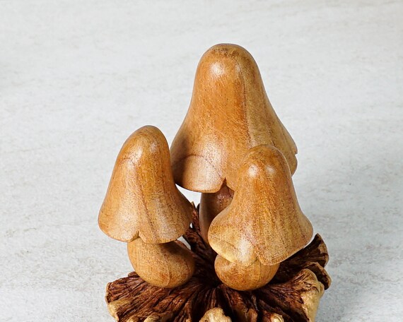 Art des champignons en bois, Sculpture de champignons en bois, Décoration  intérieure sculptée en bois rustique, Sculpture sur bois, Cadeau de  champignons, Décor fait à la main, Cadeau de Noël 