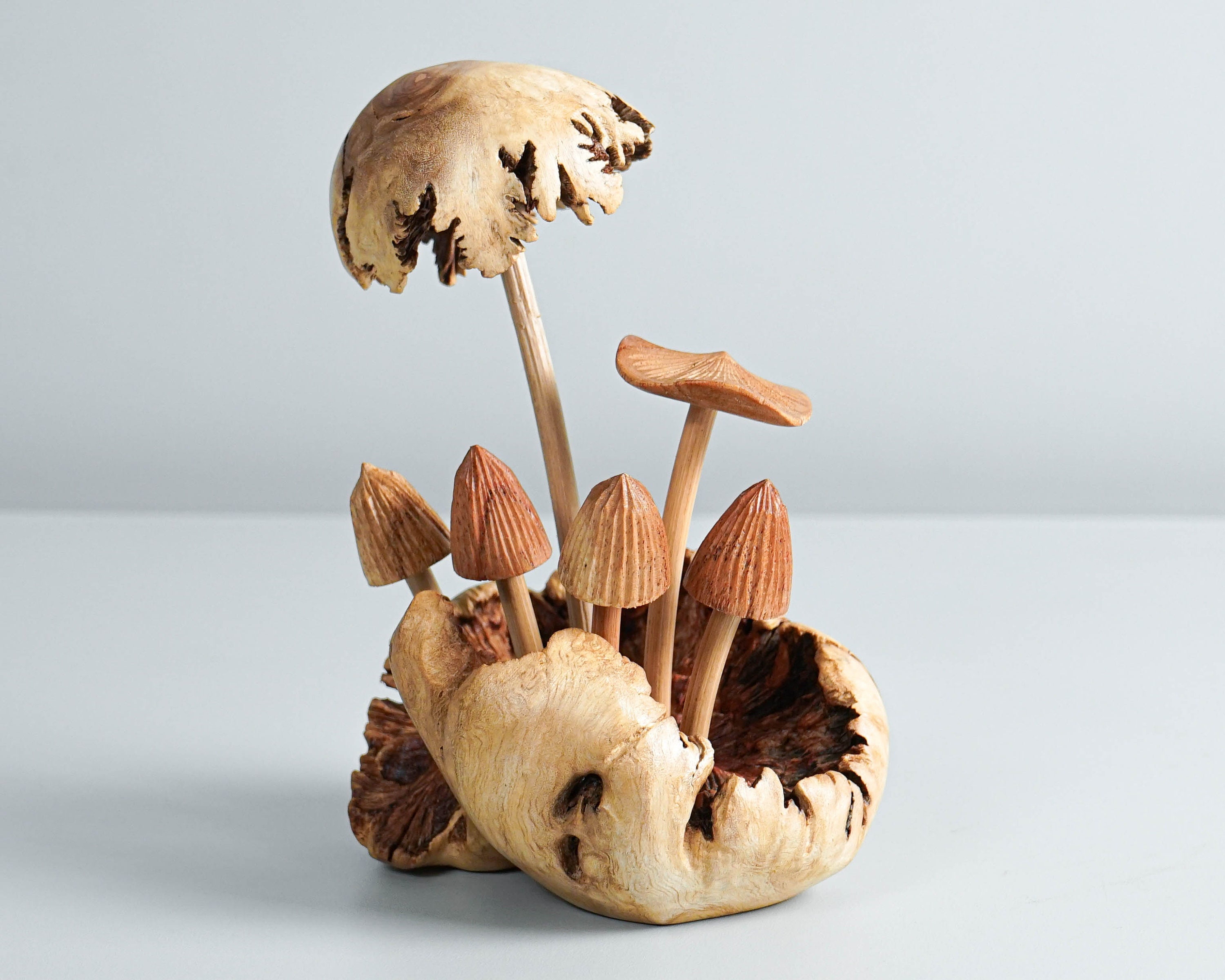 Wooden Mystical Mushroom Figurine, Forest Art, Personalized Statue, Natural, Ornament, Floral, Tropical Decor, Shelf Decor, Christmas