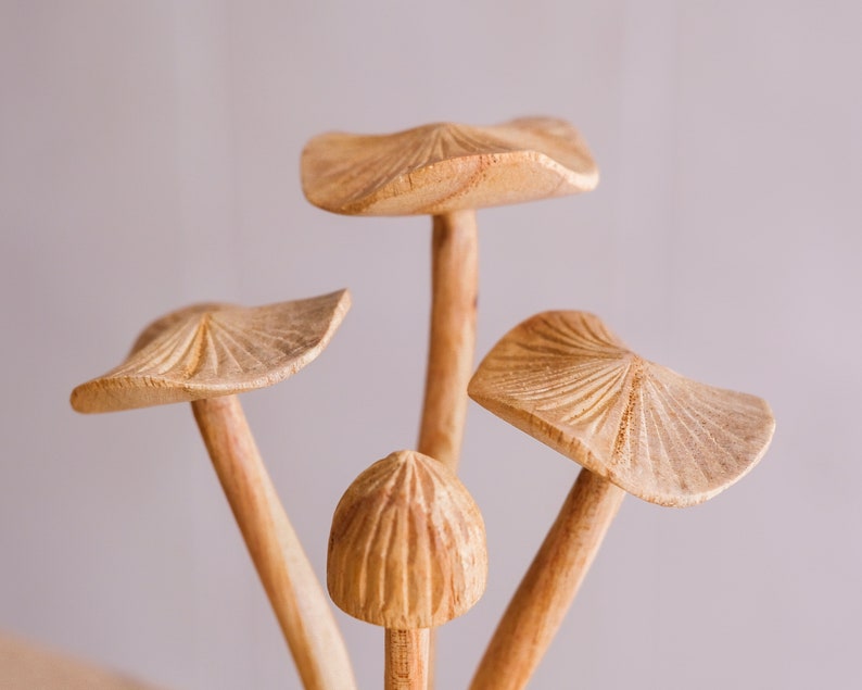 Wooden Mushroom Sculpture, Forest Statue, Nature, Wood Carving, Unique Figurine, Home Decor, Handmade Art, Birthday Gift, Gifts for Her, Mom image 7