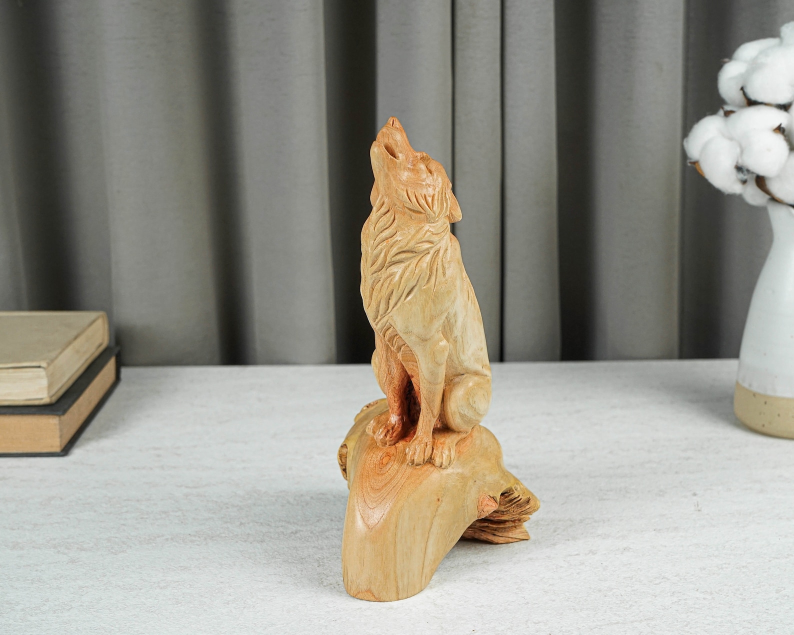 Howling Wolf Wooden Statue Animal Sculpture Miniature Etsy Howling Wolf Wooden Statue Animal Sculpture Miniature Etsy