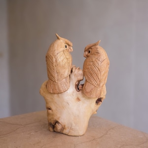 Couple Owl, Wood Carving, Wedding Gift, Wood Carving